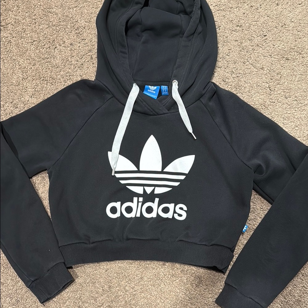 Adidas Black and White Cropped Jacket